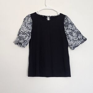 Talbots Ruffled Floral Sleeves Business Casual Top Size Medium Petites